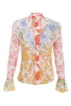 POSTCARD RUFFLE BLOUSE (SPLICED TONAL FLORAL)