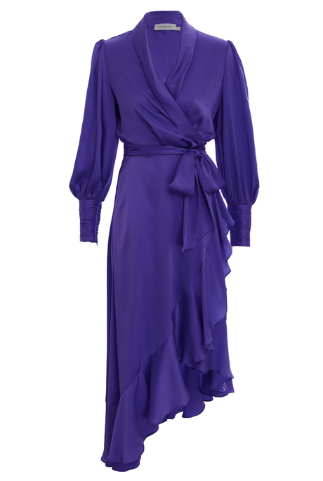 SILK WRAP MIDI DRESS (LAPIS)