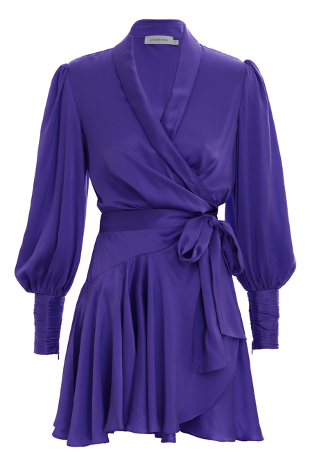 SILK WRAP MINI DRESS (LAPIS)