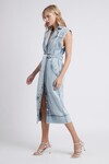 BELMOND BUTTON DENIM MIDI DRESS (BLUE WASH)