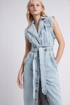 BELMOND BUTTON DENIM MIDI DRESS (BLUE WASH)