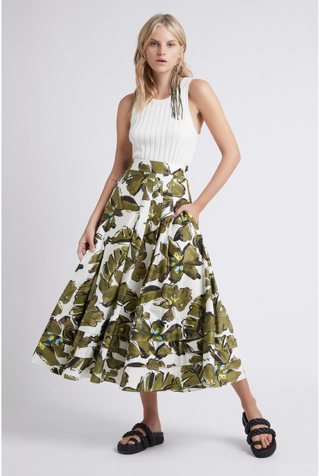 OASIS MIDI SKIRT (OLIVE LEAF)