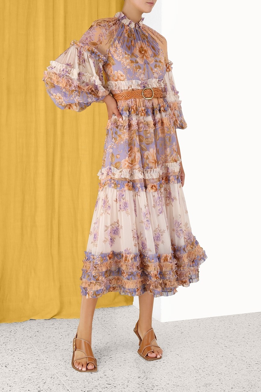 zimmermann rosa silk tiered dress