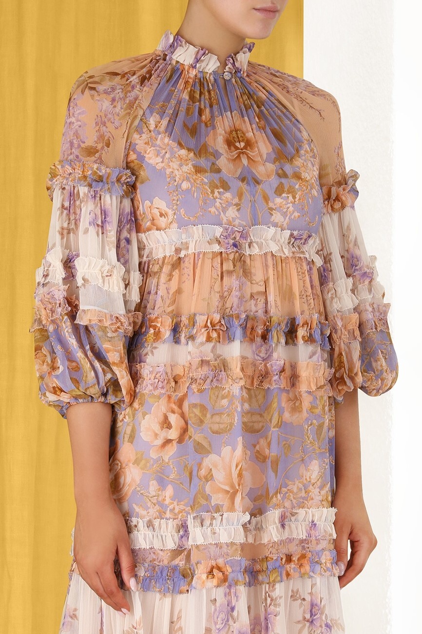 zimmermann rosa silk tiered dress