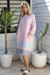 LONG SLEEVE CONNIE DRESS (PINK HOUNDSTOOTH)