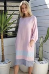 LONG SLEEVE CONNIE DRESS (PINK HOUNDSTOOTH)