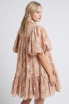 SALITA BRODERIE PUFF SLEEVE SMOCK DRESS (BLEACH COAST BEIGE)