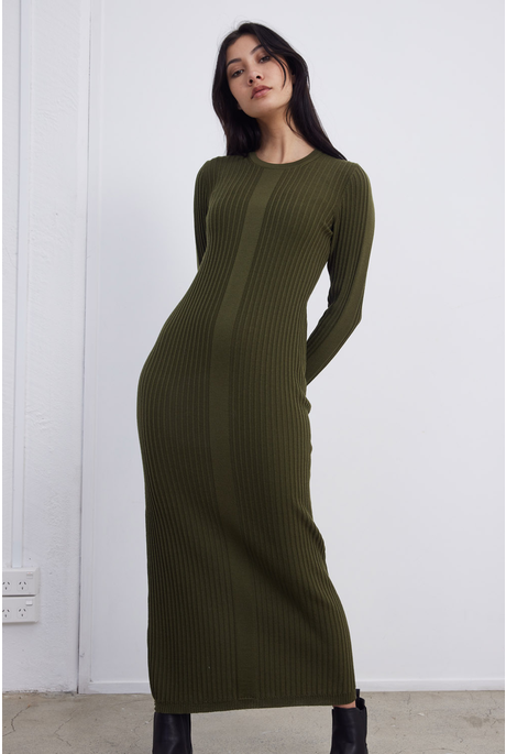 ILLUSION DRESS (OLIVE/ALABASTER)