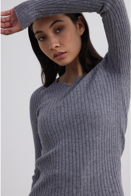 CASHMERE RIB SWEATER (STONE)