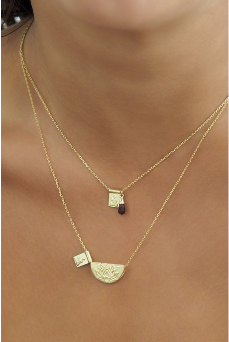 LOTUS AND LITTLE BUDDHA NECKLACE (18K GOLD VERMEIL)