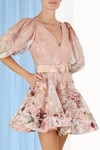 DANCER PUFF SLEEVE MINI DRESS (BLUSH GARDEN FLORAL)