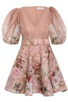 DANCER PUFF SLEEVE MINI DRESS (BLUSH GARDEN FLORAL)