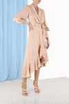 SILK WRAP MIDI DRESS (CREME)