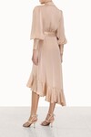 SILK WRAP MIDI DRESS (CREME)