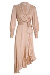 SILK WRAP MIDI DRESS (CREME)