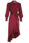 SILK WRAP MIDI DRESS (PINOT)