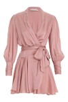 SILK WRAP MINI DRESS (BLUSH)