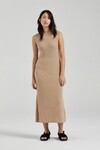 THE SLEEVELESS CLEO DRESS (CARAMEL TWIST)