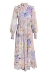 RHYTHMIC SHIRRED MIDI DRESS (CITRUS GARDEN)
