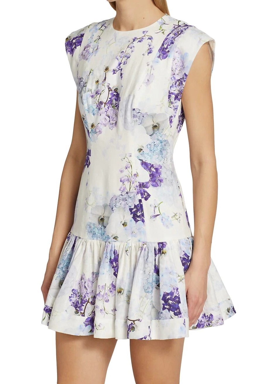 Zimmermann Rhythmic Flounce Short Dress Midnight Garden