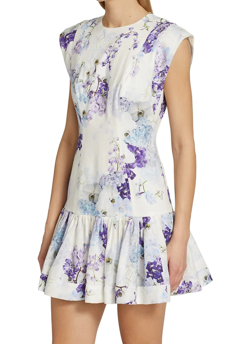 Zimmermann Rhythmic Flounce Short Dress Midnight Garden