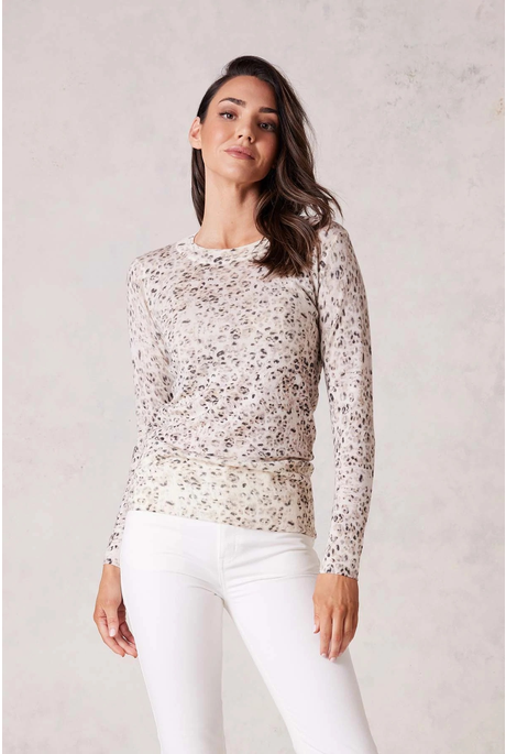 SUPERFINE MERINO PRINT JUMPER (ANIMAL PRINT)