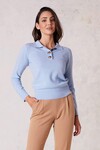 PURE CASHMERE HENLEY JUMPER (POWDER BLUE MARLE)