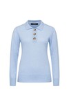 PURE CASHMERE HENLEY JUMPER (POWDER BLUE MARLE)