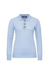 PURE CASHMERE HENLEY JUMPER (POWDER BLUE MARLE)