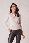 PURE CASHMERE HENLEY JUMPER (STONE MARLE)