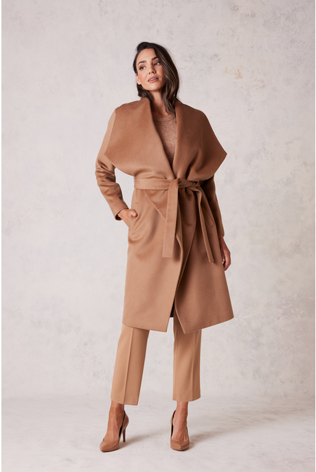 HALSTON WOOL COAT (TAN)