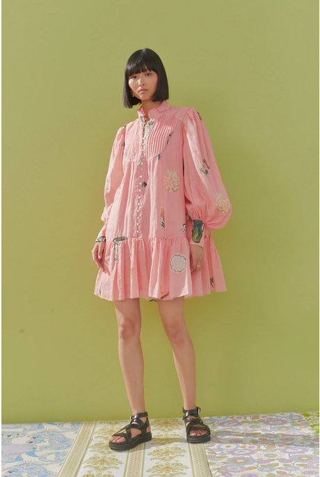 CLEO SMOCK MINI DRESS (PINK JANUS)