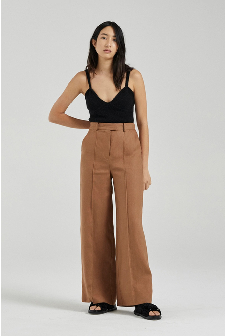 THE WIDE LEG TROUSERS (CHESTNUT LINEN)