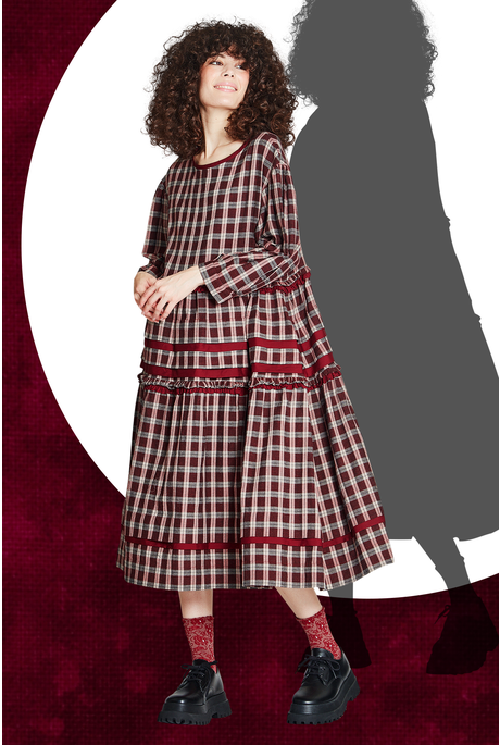 APHRODITE'S NIGHTY DRESS (BURGUNDY CHECK)