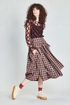 ROUND & ROUND WE BOW SKIRT (BURGUNDY CHECK)