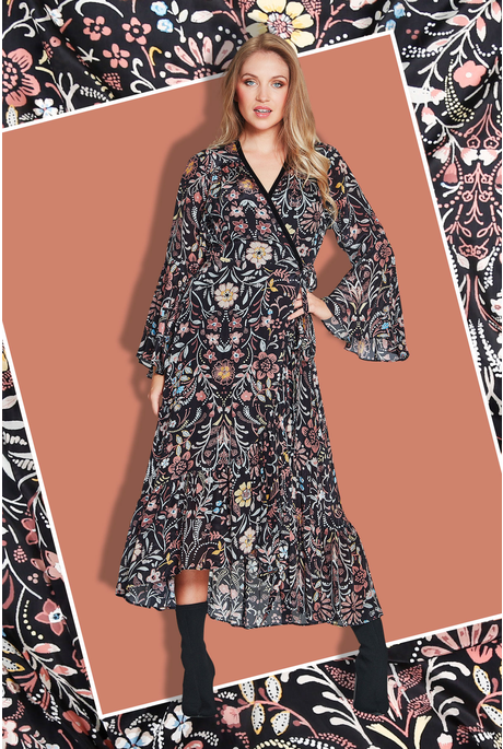 FLOUNCE AND THE MACHINE DRESS (BLACK FLORAL)