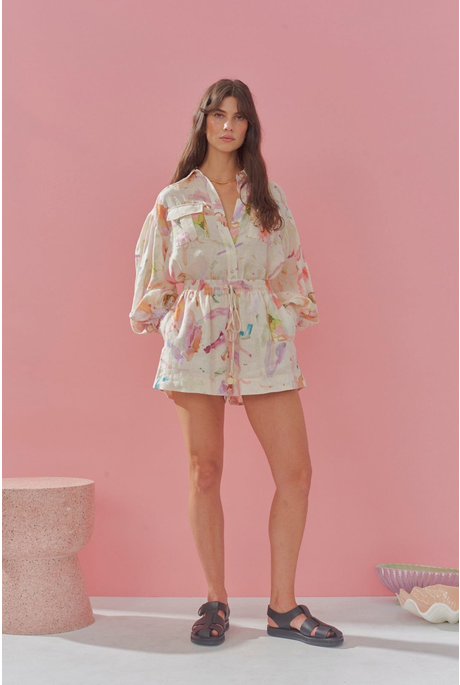 ANNIE UTILITY SHIRT (ABSTRACT FLORAL)