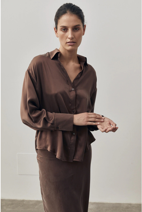 DOMINIQUE SILK SHIRT (CHOCOLATE)