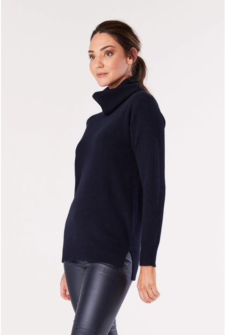 PURE CASHMERE COWL NECK JUMPER (NAVY)