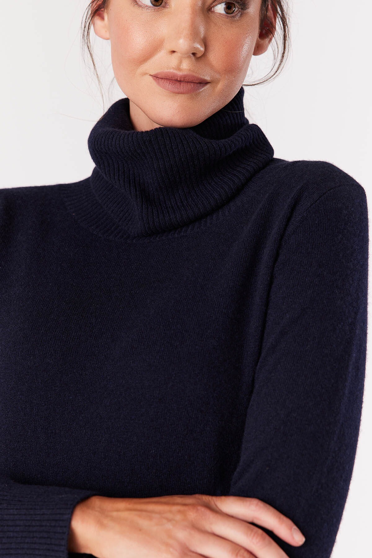 PURE CASHMERE COWL NECK JUMPER NAVY CABLE MELBOURNE AUTUMN WINTER 22 Boxing Day Sale