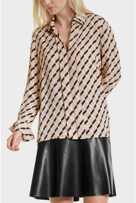 BLOUSE WITH GRAPHIC PRINT (SANDY BEIGE)