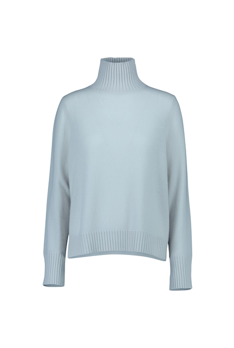 CASHMERE ROLL NECK SWEATER (LIGHT BLUE)