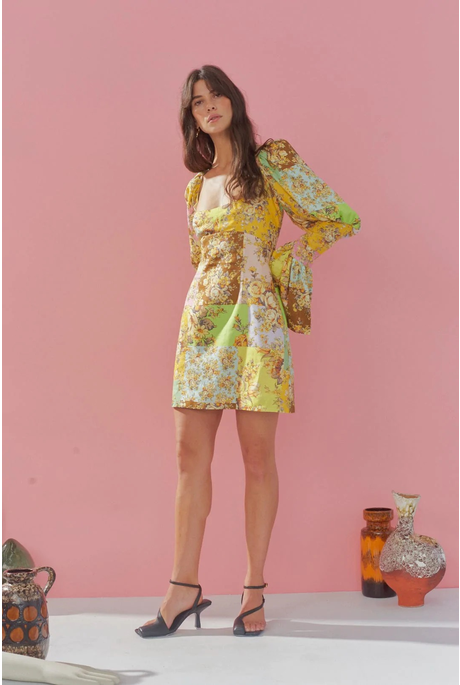 MATILDE PUFF SLEEVE MINI DRESS (MULTI)