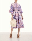 LYRE BILLOW SLEEVE MIDI DRESS (PURPLE PALM)