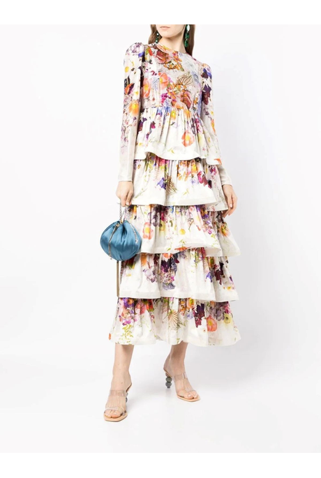 PRIMA TIERED MIDI DRESS (MULTI FLORAL)