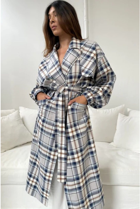 IN THE LOOP TRENCH COAT (PLAID)