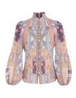 KALEIDOSCOPE BUTTON BLOUSE (MULTI SWIRL)