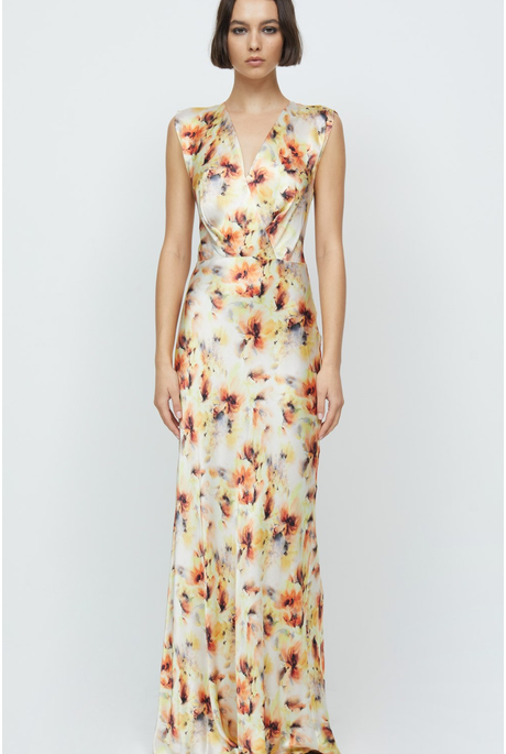 SUNSET FLORAL WRAP MAXI DRESS (SUNSET FLORAL)- BEC + BRIDGE SPRING 22 ...