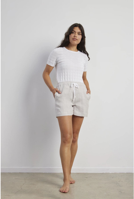 CHEVRON LINEN SHORT (NATURAL)