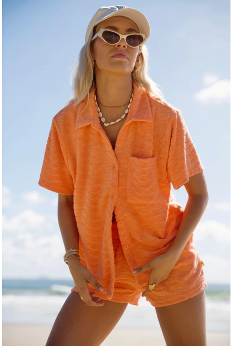WAVE TERRY SHIRT SET (PAPAYA)